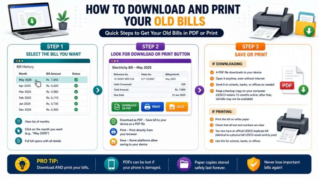 LESCO old bill download and print