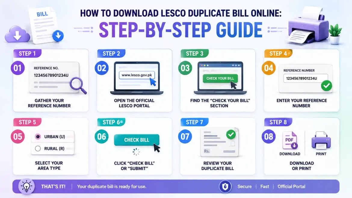 How to download LESCO duplicate bill online